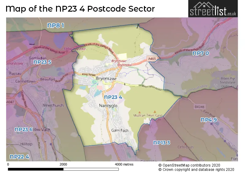Map of the NP23 4 and surrounding postcode sector