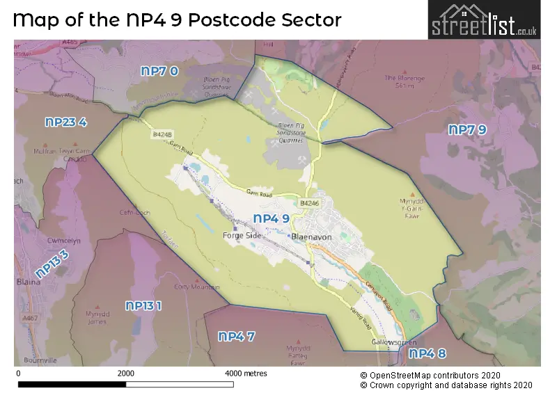 Map of the NP4 9 and surrounding postcode sector