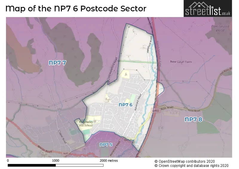 Map of the NP7 6 and surrounding postcode sector