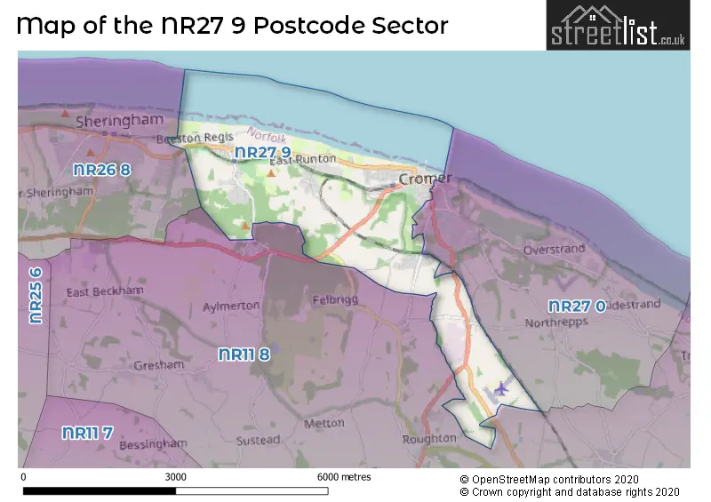 Map of the NR27 9 and surrounding postcode sector