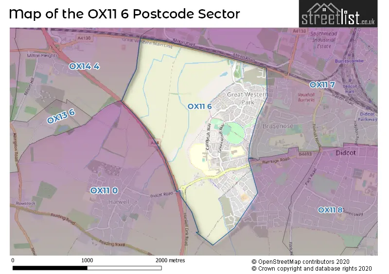 Map of the OX11 6 and surrounding postcode sector