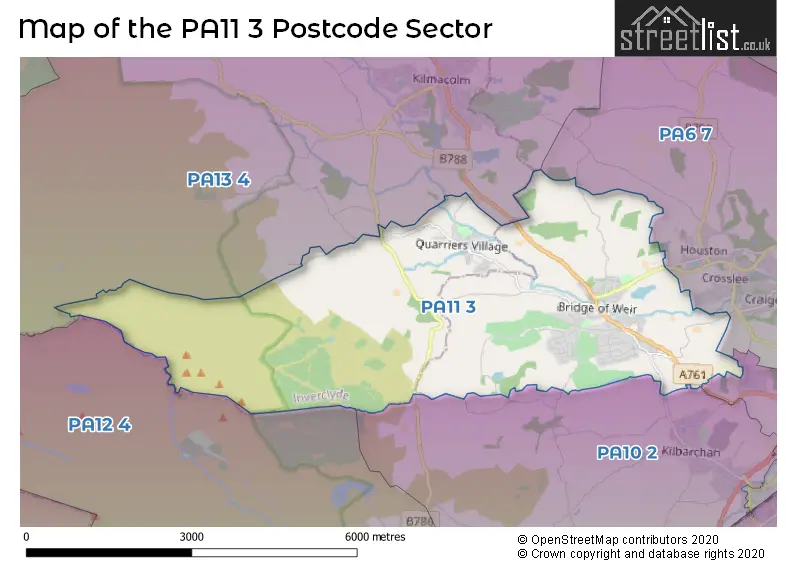 Map of the PA11 3 and surrounding postcode sector