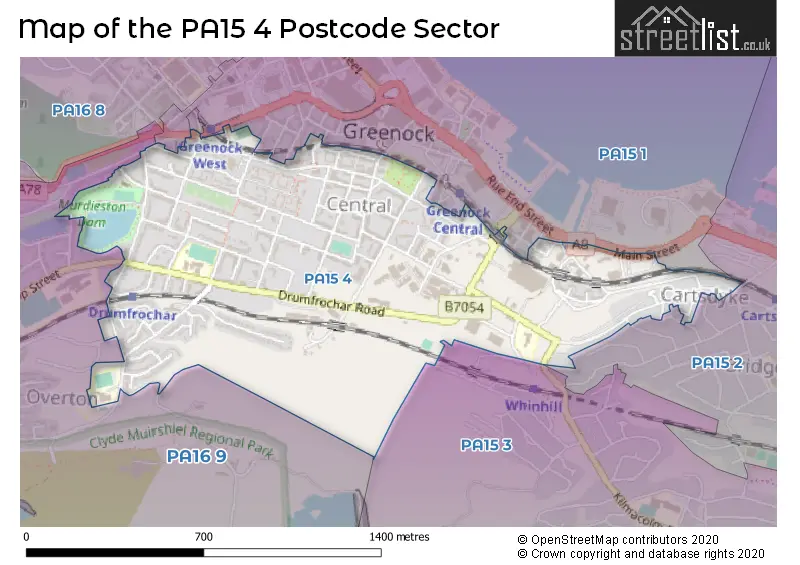 Map of the PA15 4 and surrounding postcode sector