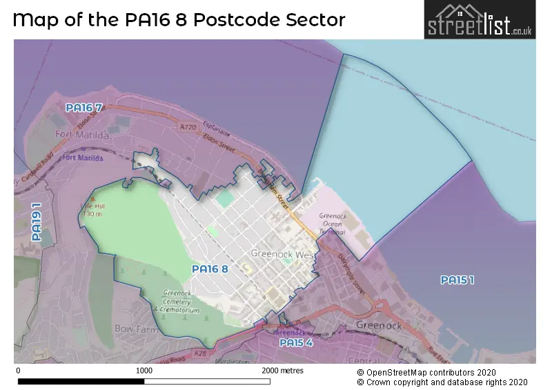 Map of the PA16 8 and surrounding postcode sector