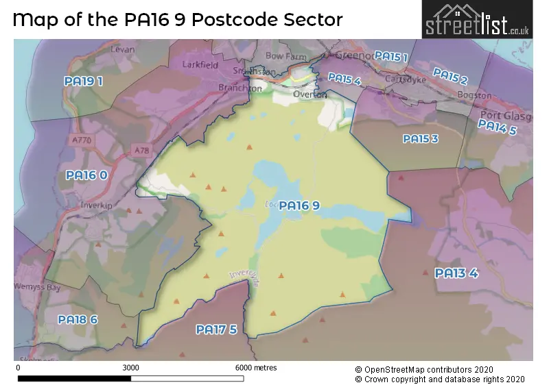 Map of the PA16 9 and surrounding postcode sector