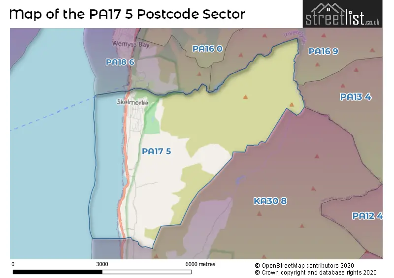 Map of the PA17 5 and surrounding postcode sector