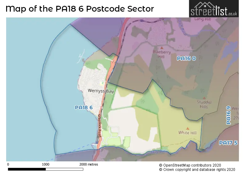 Map of the PA18 6 and surrounding postcode sector