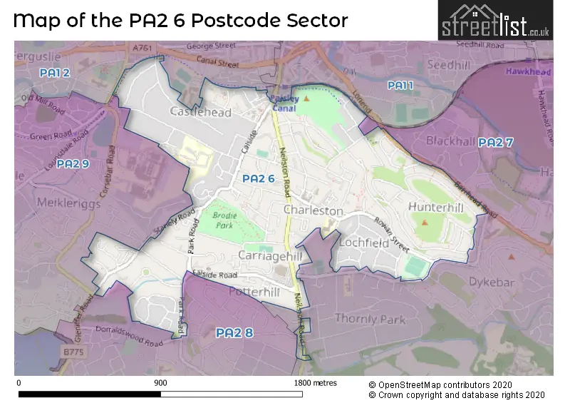 Map of the PA2 6 and surrounding postcode sector