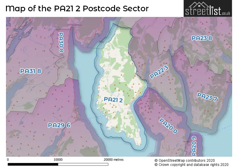 Map of the PA21 2 and surrounding postcode sector