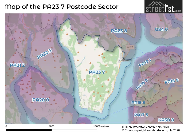 Map of the PA23 7 and surrounding postcode sector