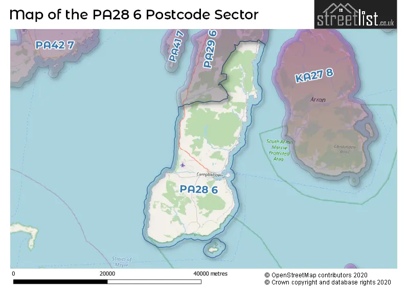 Map of the PA28 6 and surrounding postcode sector