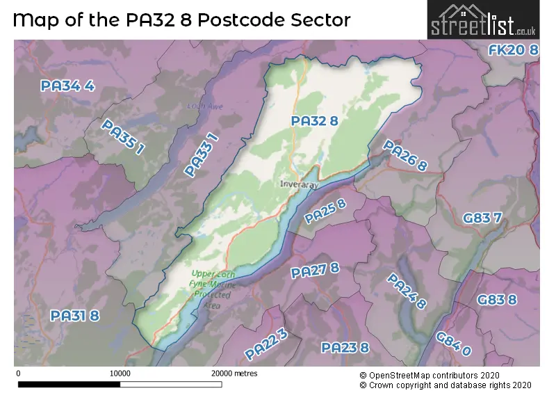Map of the PA32 8 and surrounding postcode sector