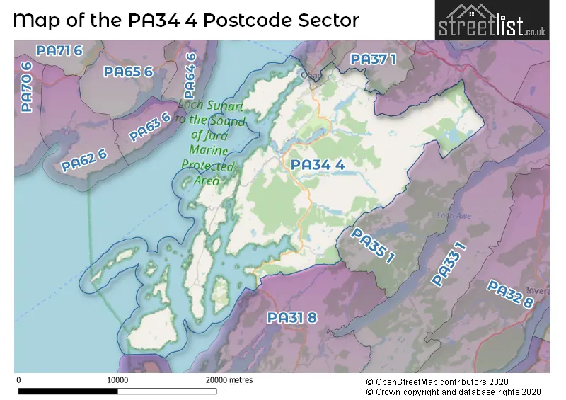 Map of the PA34 4 and surrounding postcode sector