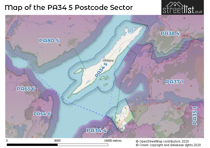 Map of the PA34 5 and surrounding postcode sector
