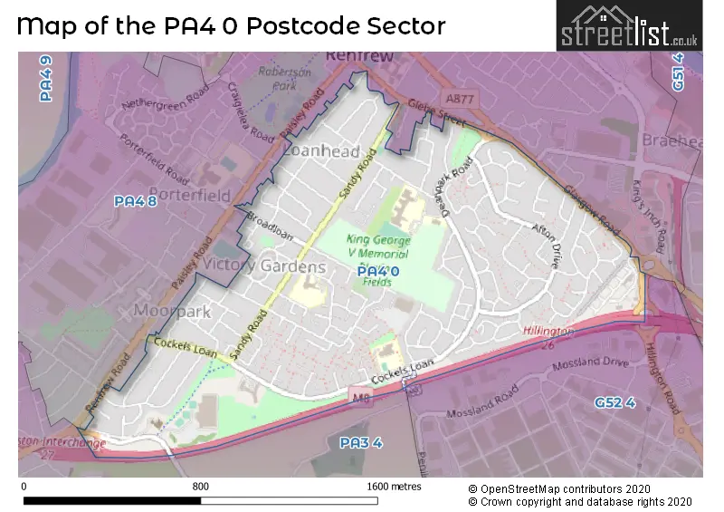 Map of the PA4 0 and surrounding postcode sector
