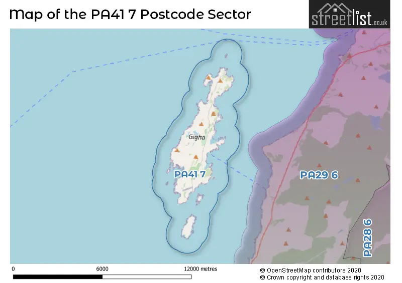Map of the PA41 7 and surrounding postcode sector