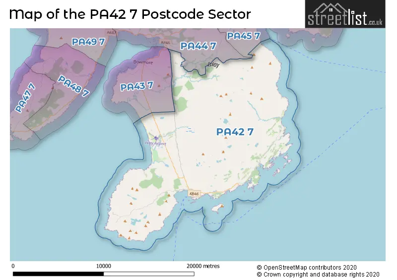 Map of the PA42 7 and surrounding postcode sector