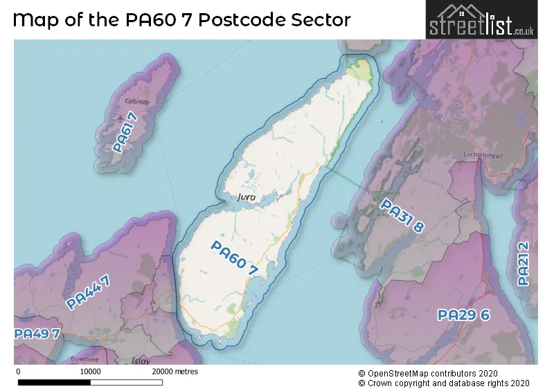 Map of the PA60 7 and surrounding postcode sector
