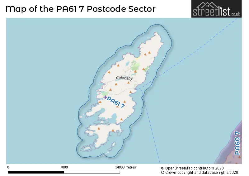 Map of the PA61 7 and surrounding postcode sector