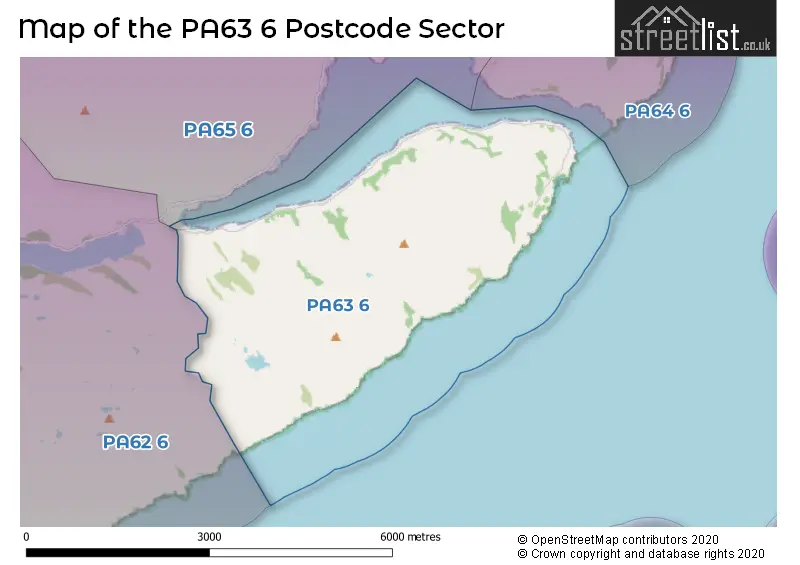 Map of the PA63 6 and surrounding postcode sector