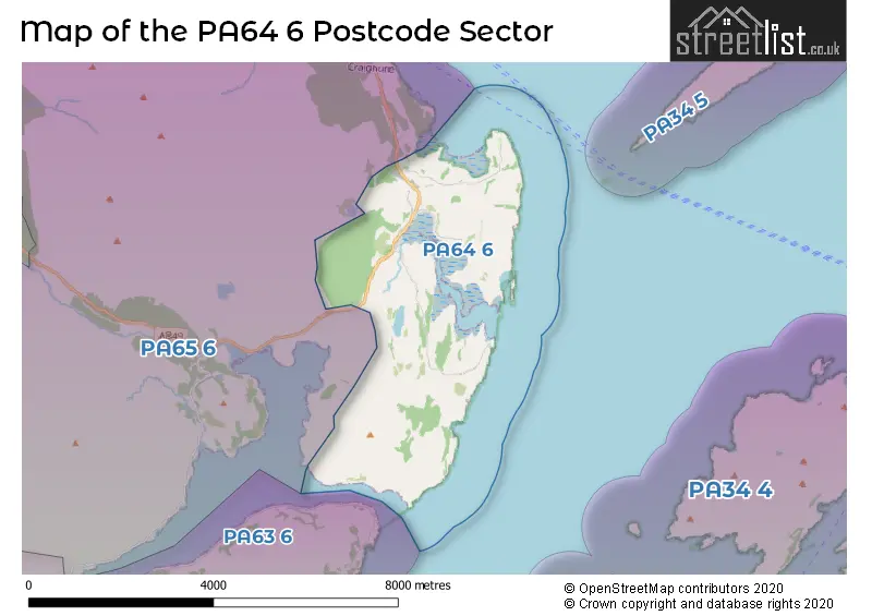 Map of the PA64 6 and surrounding postcode sector