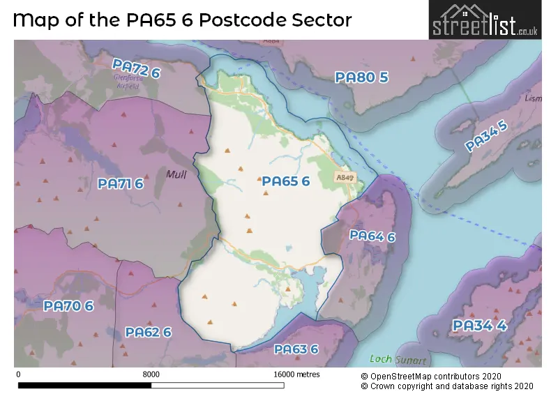 Map of the PA65 6 and surrounding postcode sector