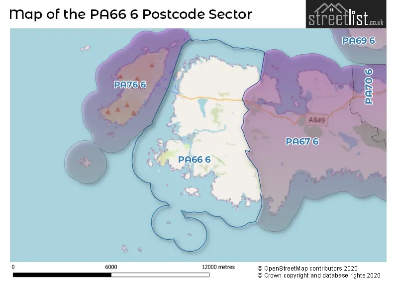 Map of the PA66 6 and surrounding postcode sector