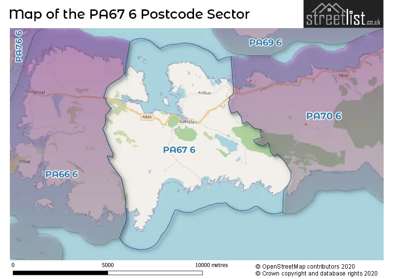 Map of the PA67 6 and surrounding postcode sector