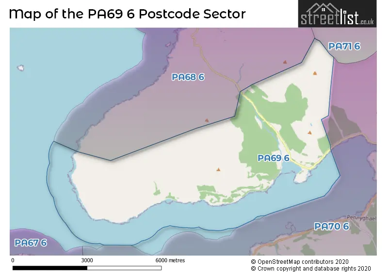 Map of the PA69 6 and surrounding postcode sector