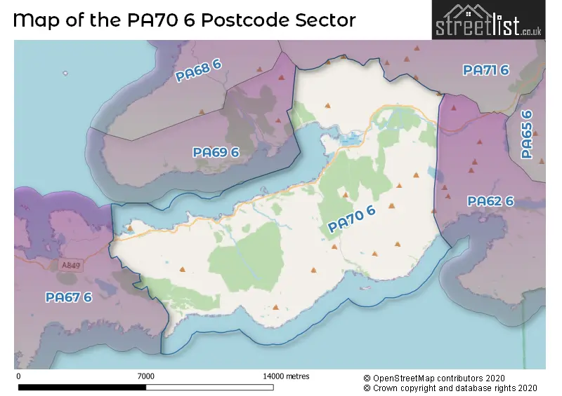 Map of the PA70 6 and surrounding postcode sector