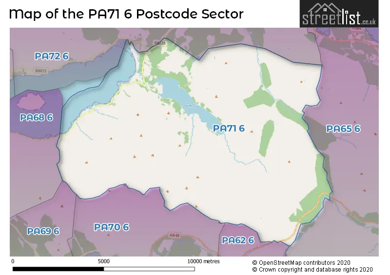 Map of the PA71 6 and surrounding postcode sector