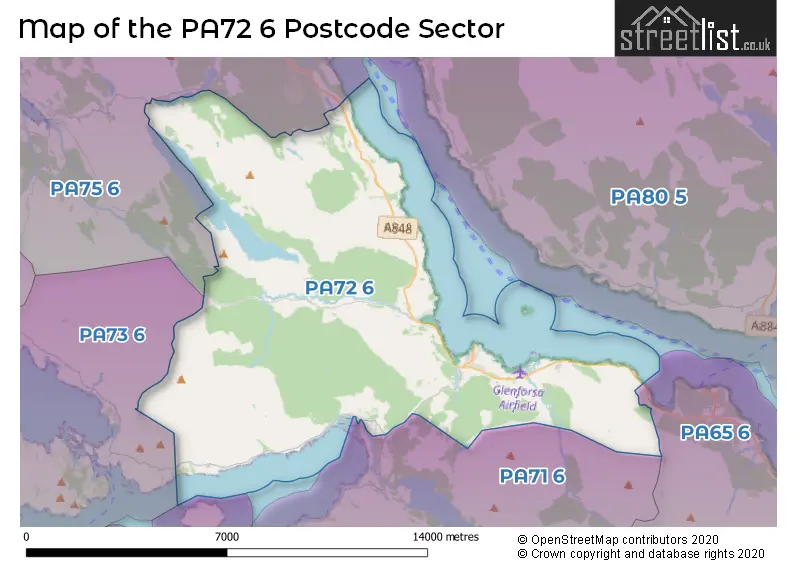Map of the PA72 6 and surrounding postcode sector