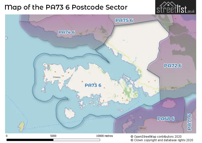 Map of the PA73 6 and surrounding postcode sector