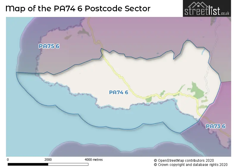 Map of the PA74 6 and surrounding postcode sector