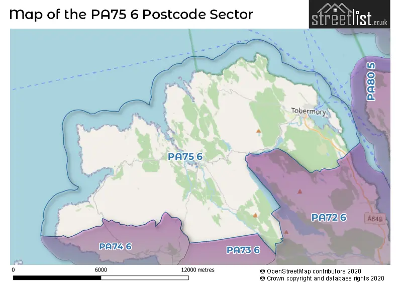 Map of the PA75 6 and surrounding postcode sector