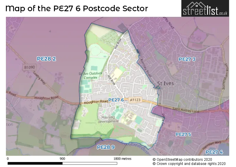 Map of the PE27 6 and surrounding postcode sector