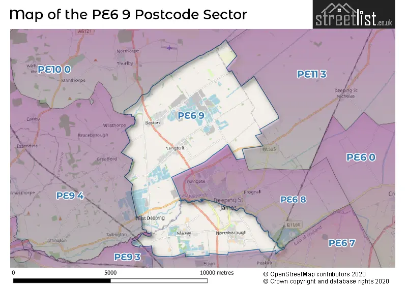 Map of the PE6 9 and surrounding postcode sector