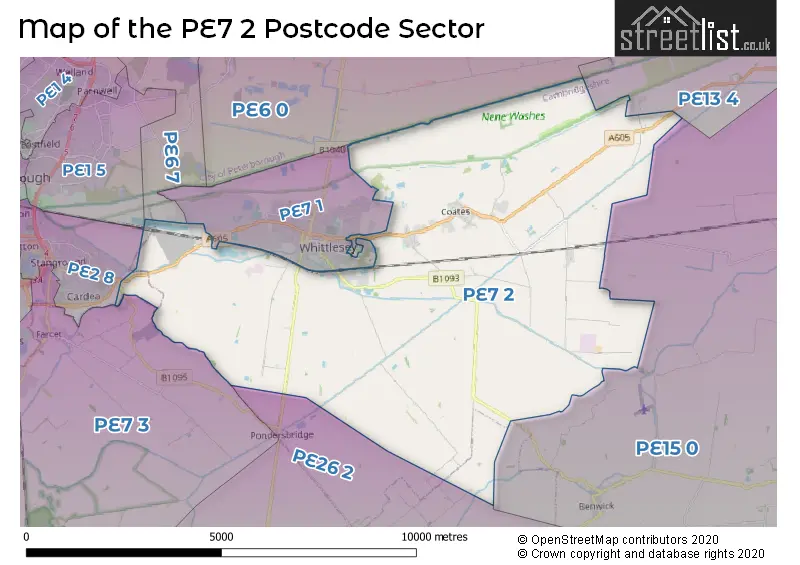 Map of the PE7 2 and surrounding postcode sector
