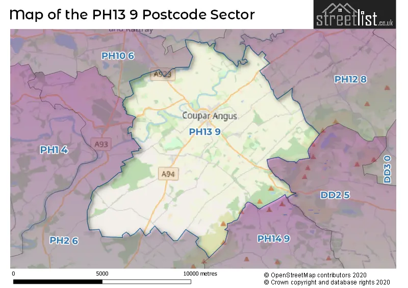 Map of the PH13 9 and surrounding postcode sector