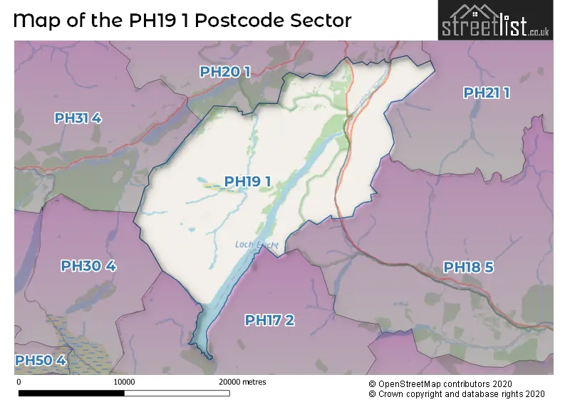 Map of the PH19 1 and surrounding postcode sector