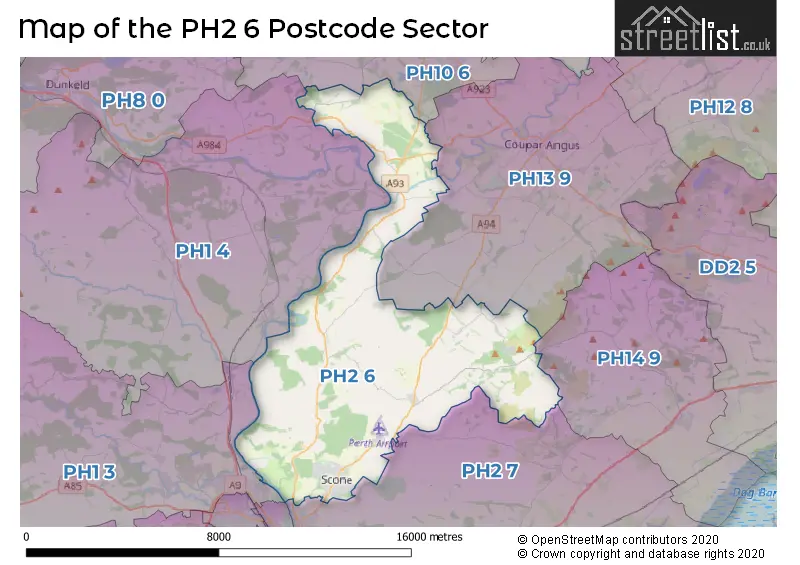 Map of the PH2 6 and surrounding postcode sector