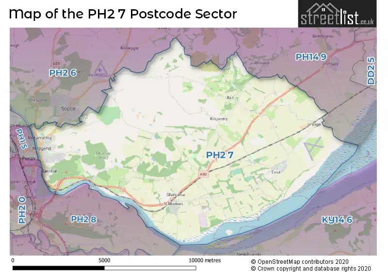 Map of the PH2 7 and surrounding postcode sector
