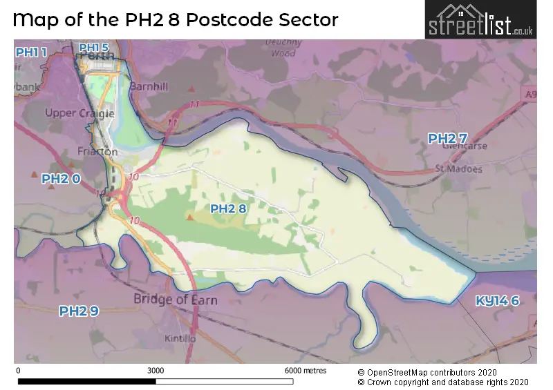 Map of the PH2 8 and surrounding postcode sector