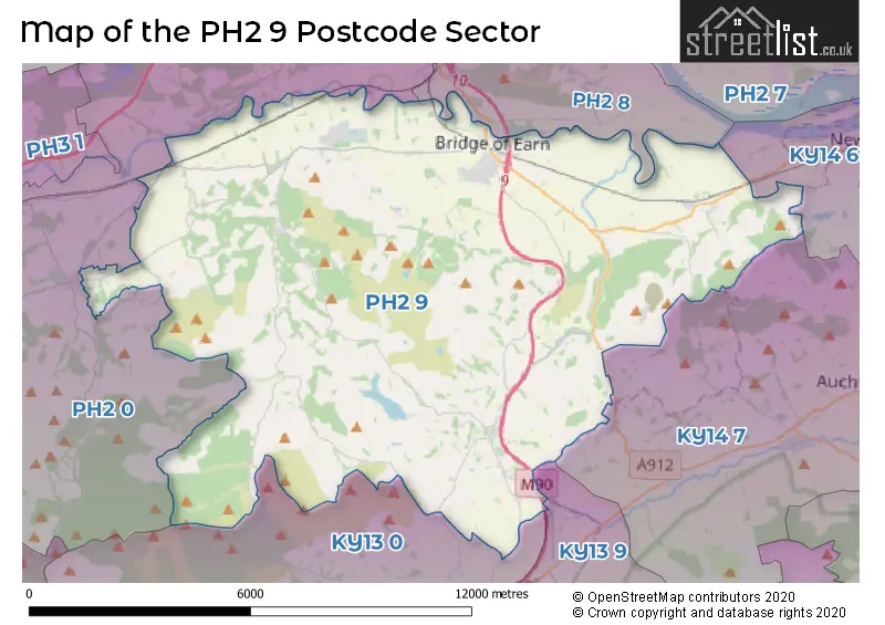 Map of the PH2 9 and surrounding postcode sector