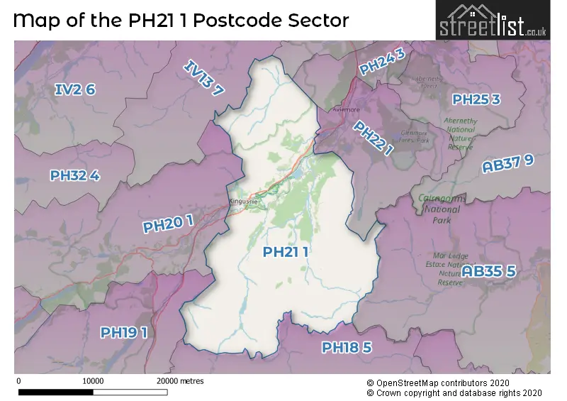 Map of the PH21 1 and surrounding postcode sector
