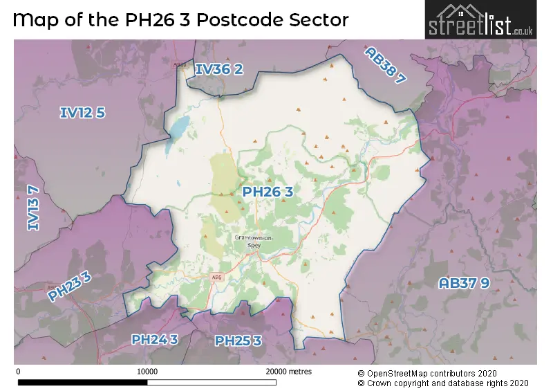 Map of the PH26 3 and surrounding postcode sector