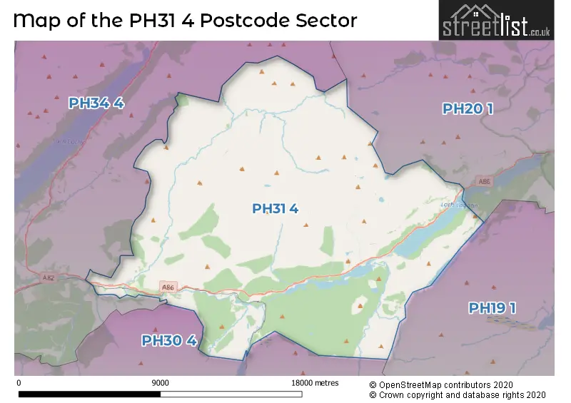 Map of the PH31 4 and surrounding postcode sector