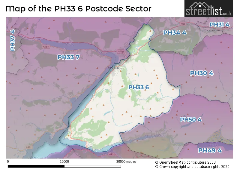 Map of the PH33 6 and surrounding postcode sector