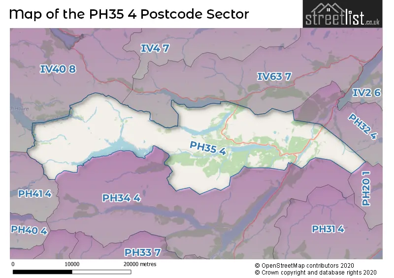 Map of the PH35 4 and surrounding postcode sector