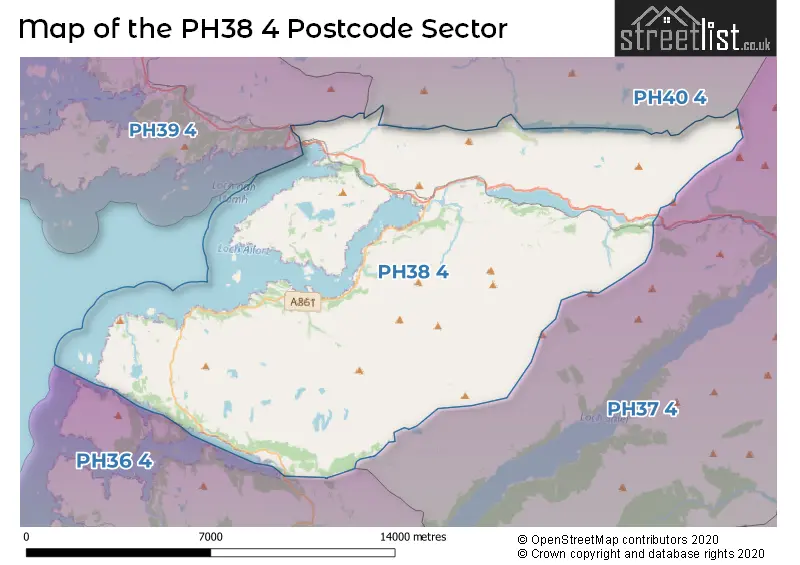 Map of the PH38 4 and surrounding postcode sector